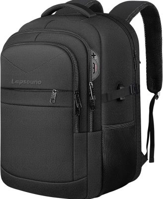 Travel Backpack, Large Carry on Backpack, 17 Inch Laptop Bag, Big Sturdy TSA-Friendly with USB Port College School Rucksack Bag, Gifts for Him Men Women, Black